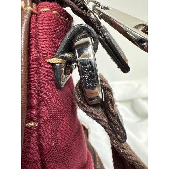 Fossil Signature Print Vintage Canvas, Fabric Crossbody Bag, Deep Red - Picture 9 of 14